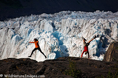 Having fun in front of Barry Glacier, Prince William Sound, Alaska.