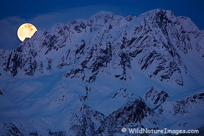 Moon over the mountains, Seward, Alaska. Moon over the mountains, Seward, Alaska.
