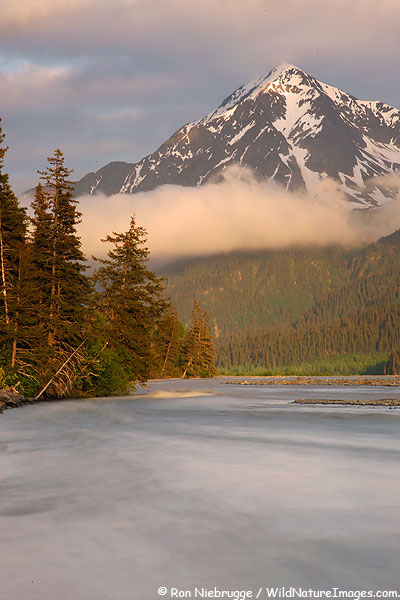 A recent photo of Mt. Benson and the Resurrection River Vally, near Seward, Alaska.