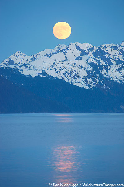 Bay-moon Moon over Resurrectoin Bay, Seward, Alaska.