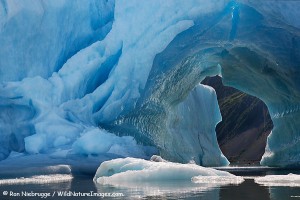 Can you see the kayaker?  Bear Glacier Lagoon, Kenai Fjords National Park, Alaska.