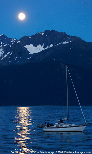 Sailing under the full moon, Seward, Alaska. Sailing under the full moon, Seward, Alaska.