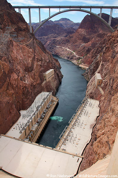Hoover Dam bypass bridge as viewed from the top of Hoover Dam.