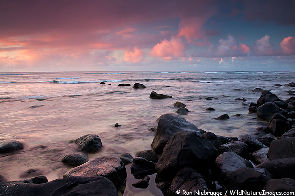 Sunset from Hanalei Bay, Kauai, Hawaii.