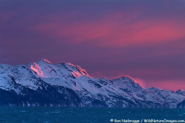 Sunset over Resurrection Bay, from Seward, Alaska.