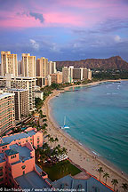 Hotels along Waikiki Beach, Honolulu, Hawaii.